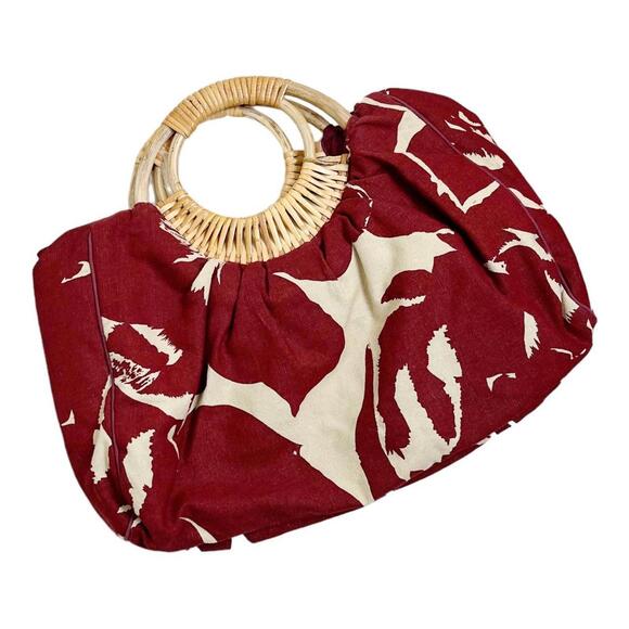 Old Navy Handbags - Old Navy‎ Canvas Handbag Summer Wooden Handles